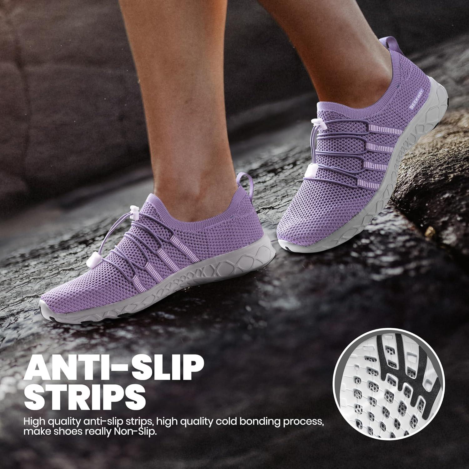 imageSEEKWAY Mens Womens Water Shoes Quick Dry Aqua Shoes Barefoot for Beach Surf Hiking Pool Water Sports1lpurple