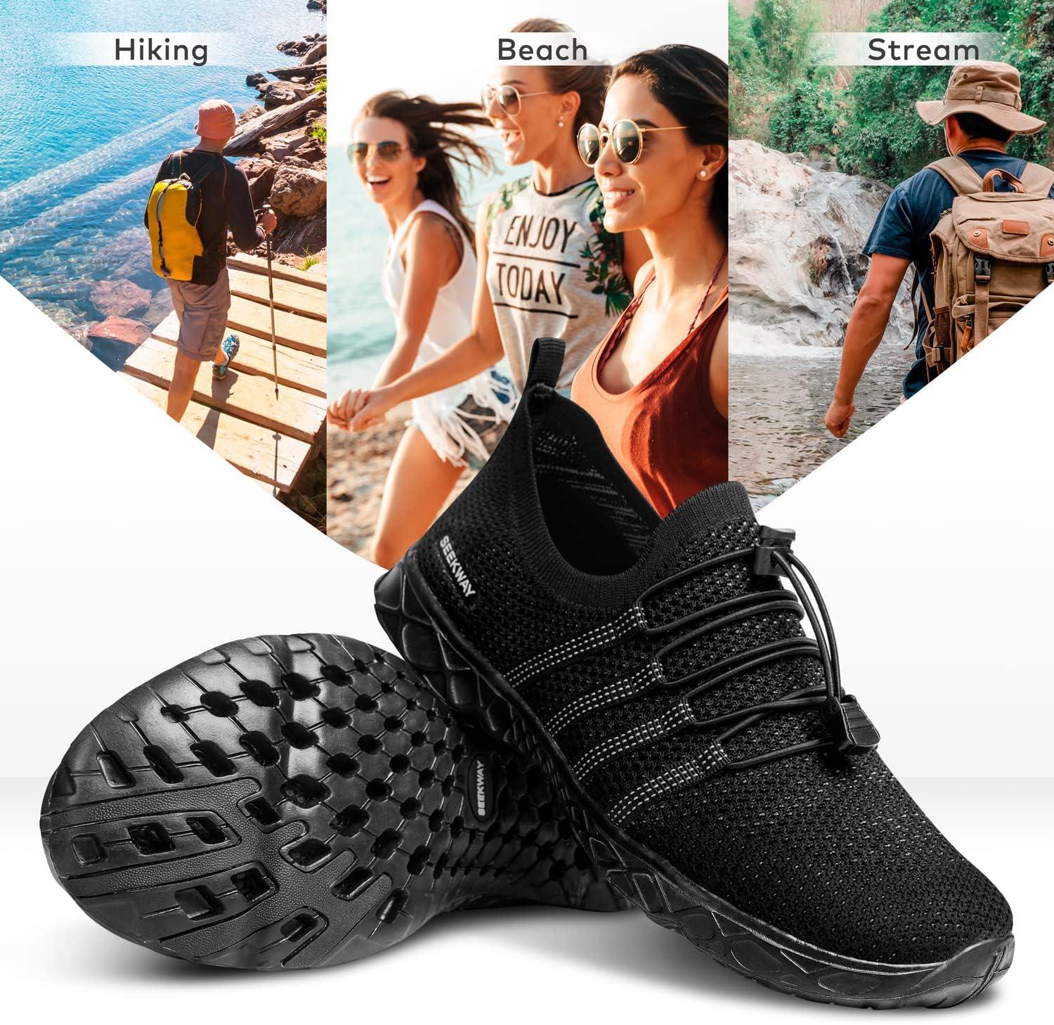 imageSEEKWAY Mens Womens Water Shoes Quick Dry Aqua Shoes Barefoot for Beach Surf Hiking Pool Water Sports2cknit Galaxy