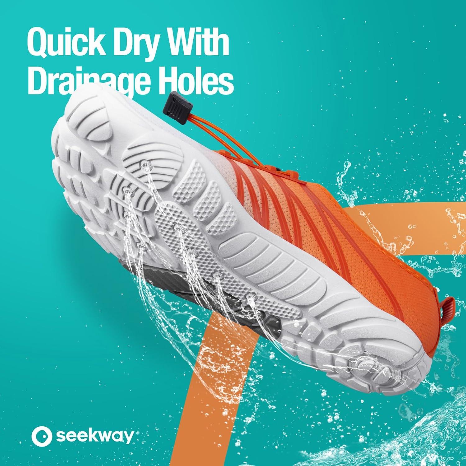 imageSEEKWAY Water Shoes Men Women Adult QuickDry Aqua Sock Barefoot for Beach Swim River Pool Lake Hiking Kayaking Surfing1i418 Gradient Orange White