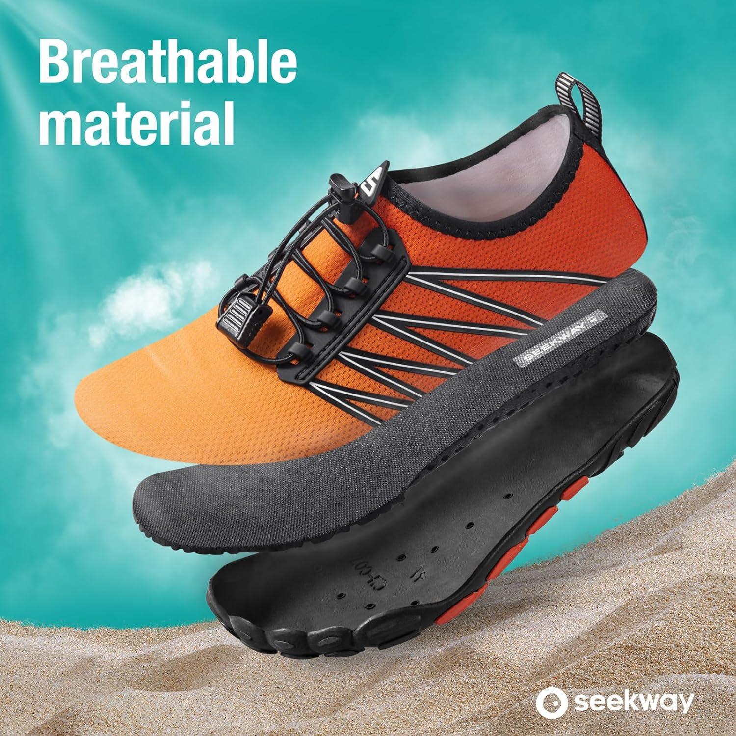 imageSEEKWAY Water Shoes Men Women Adult QuickDry Aqua Sock Barefoot for Beach Swim River Pool Lake Hiking Kayaking Surfing1k420 Gradient Orange Yellow