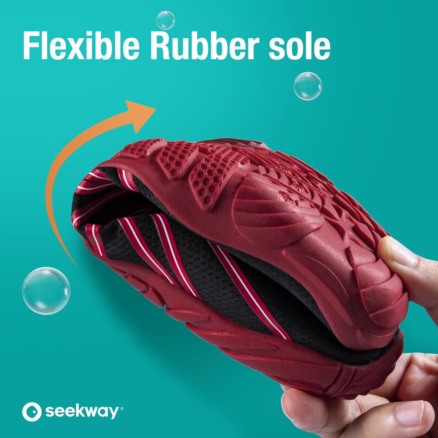 imageSEEKWAY Water Shoes Men Women Adult QuickDry Aqua Sock Barefoot for Beach Swim River Pool Lake Hiking Kayaking Surfing1m425 Rose Black