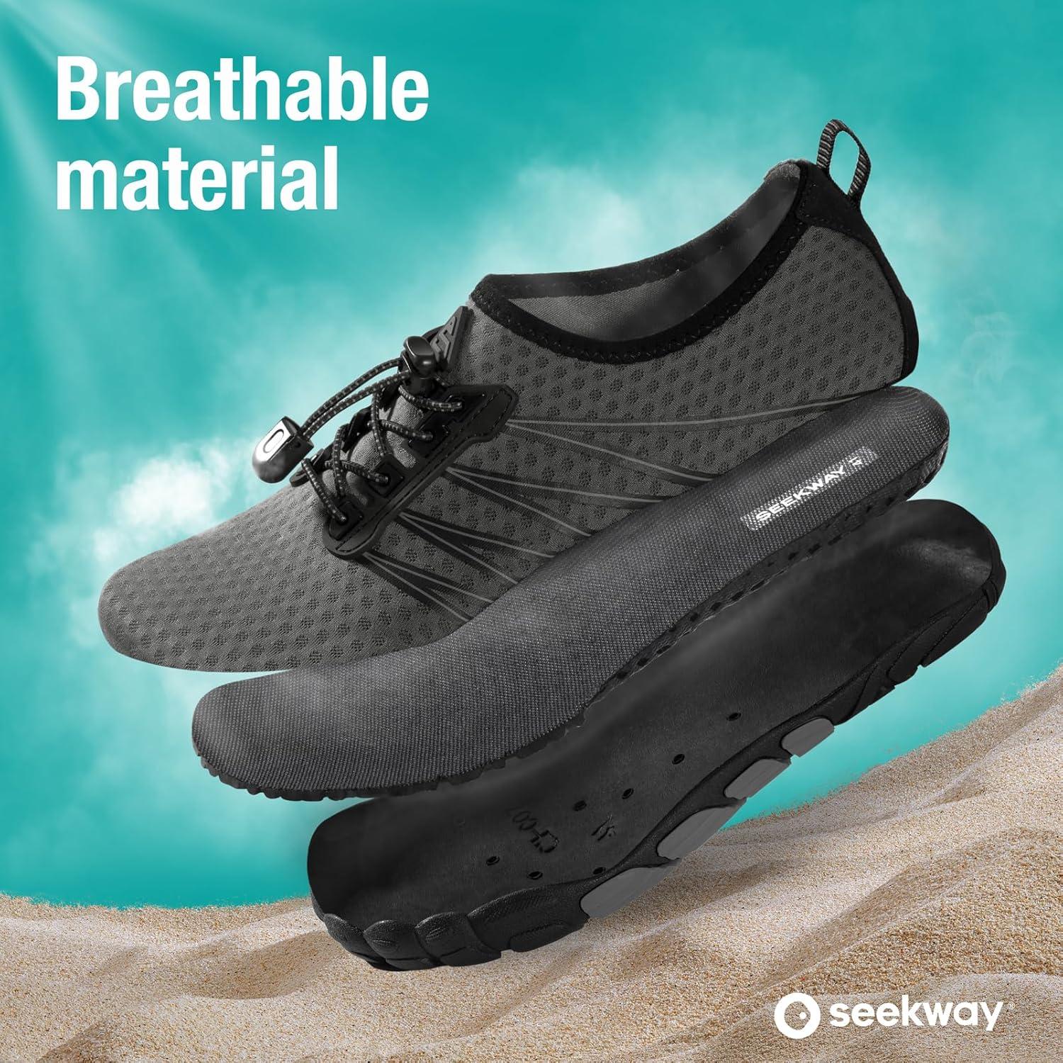 imageSEEKWAY Water Shoes Men Women Adult QuickDry Aqua Sock Barefoot for Beach Swim River Pool Lake Hiking Kayaking Surfing1n426 Grey