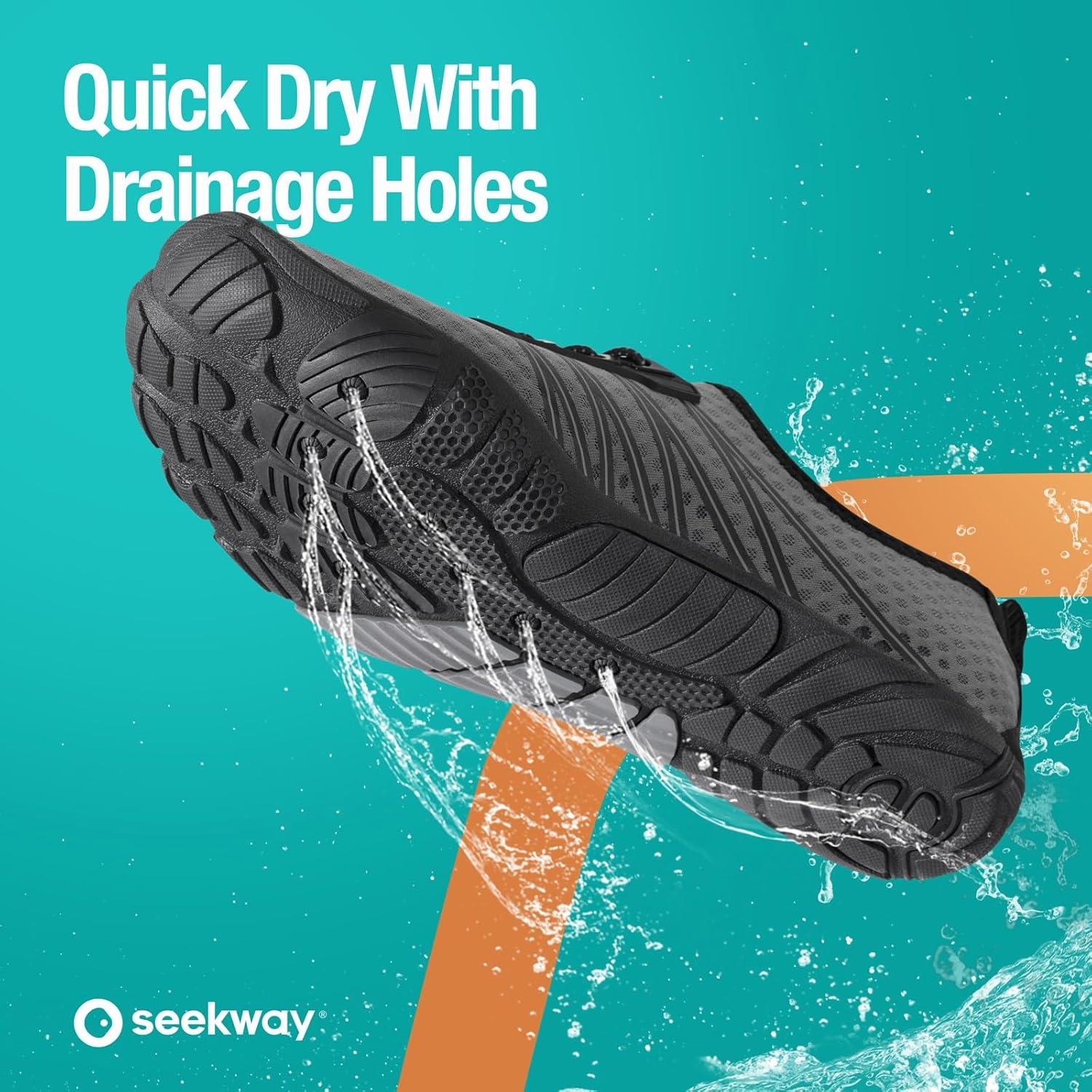 imageSEEKWAY Water Shoes Men Women Adult QuickDry Aqua Sock Barefoot for Beach Swim River Pool Lake Hiking Kayaking Surfing1n426 Grey