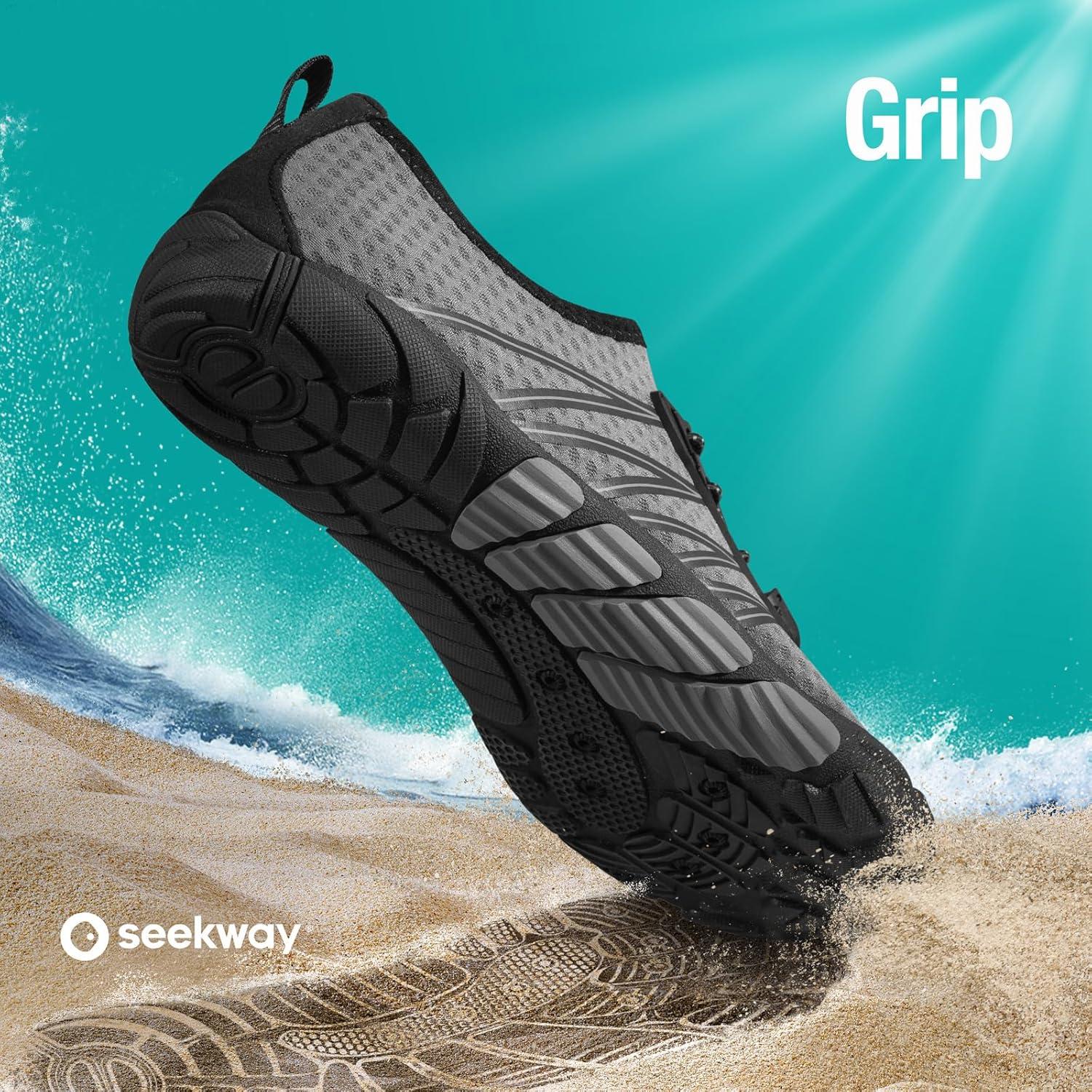 imageSEEKWAY Water Shoes Men Women Adult QuickDry Aqua Sock Barefoot for Beach Swim River Pool Lake Hiking Kayaking Surfing1n426 Grey