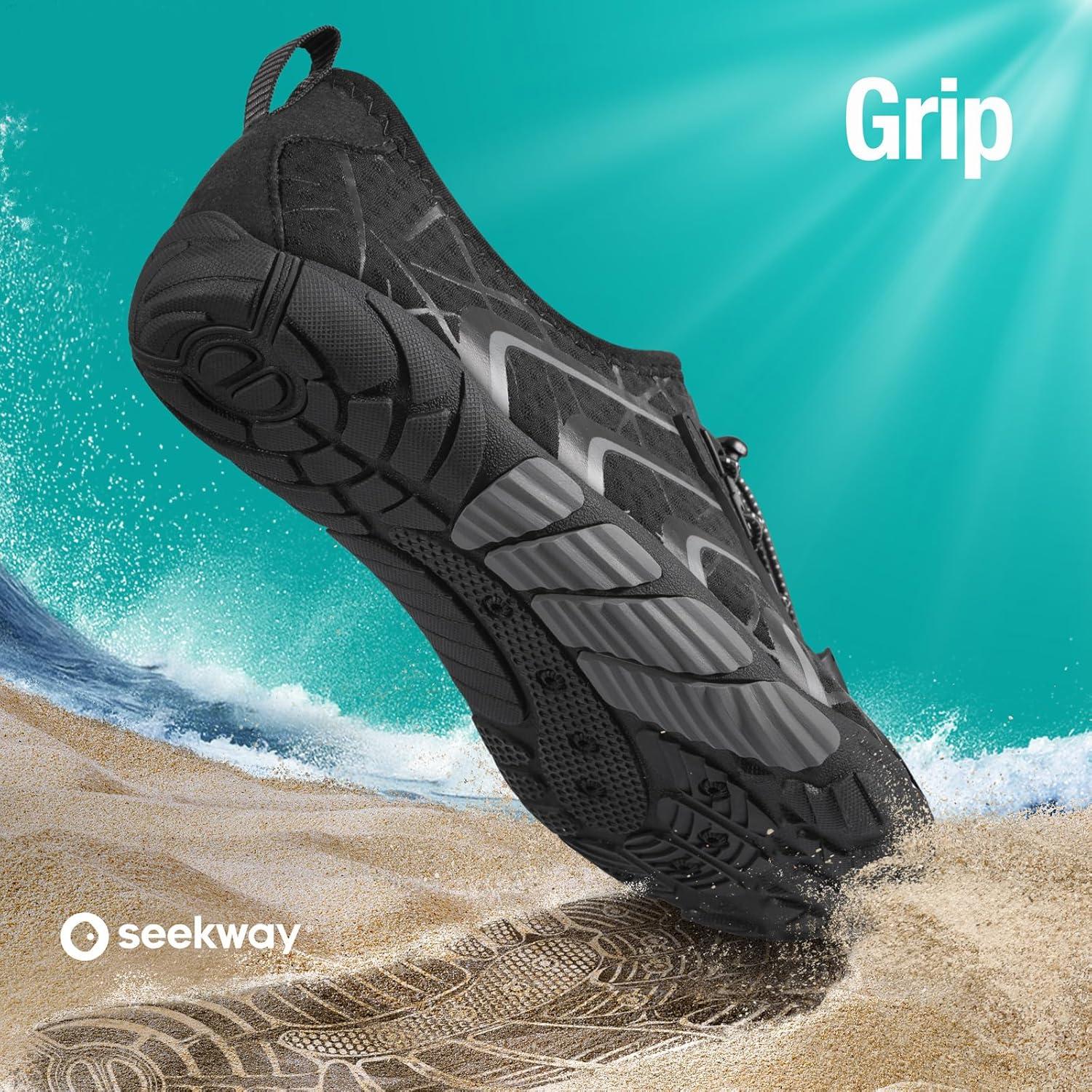 imageSEEKWAY Water Shoes Men Women Adult QuickDry Aqua Sock Barefoot for Beach Swim River Pool Lake Hiking Kayaking Surfing1p606 Black