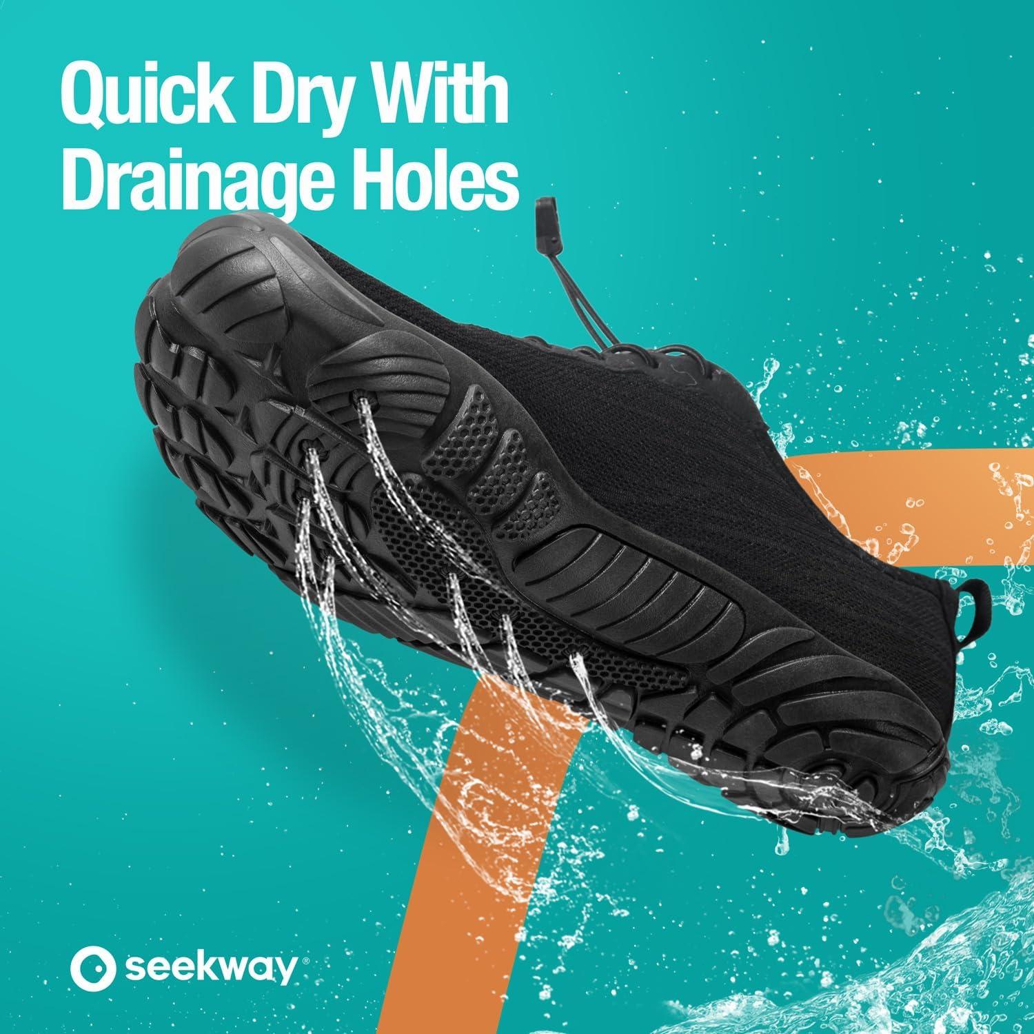imageSEEKWAY Water Shoes Men Women Adult QuickDry Aqua Sock Barefoot for Beach Swim River Pool Lake Hiking Kayaking Surfing2dab001 Black
