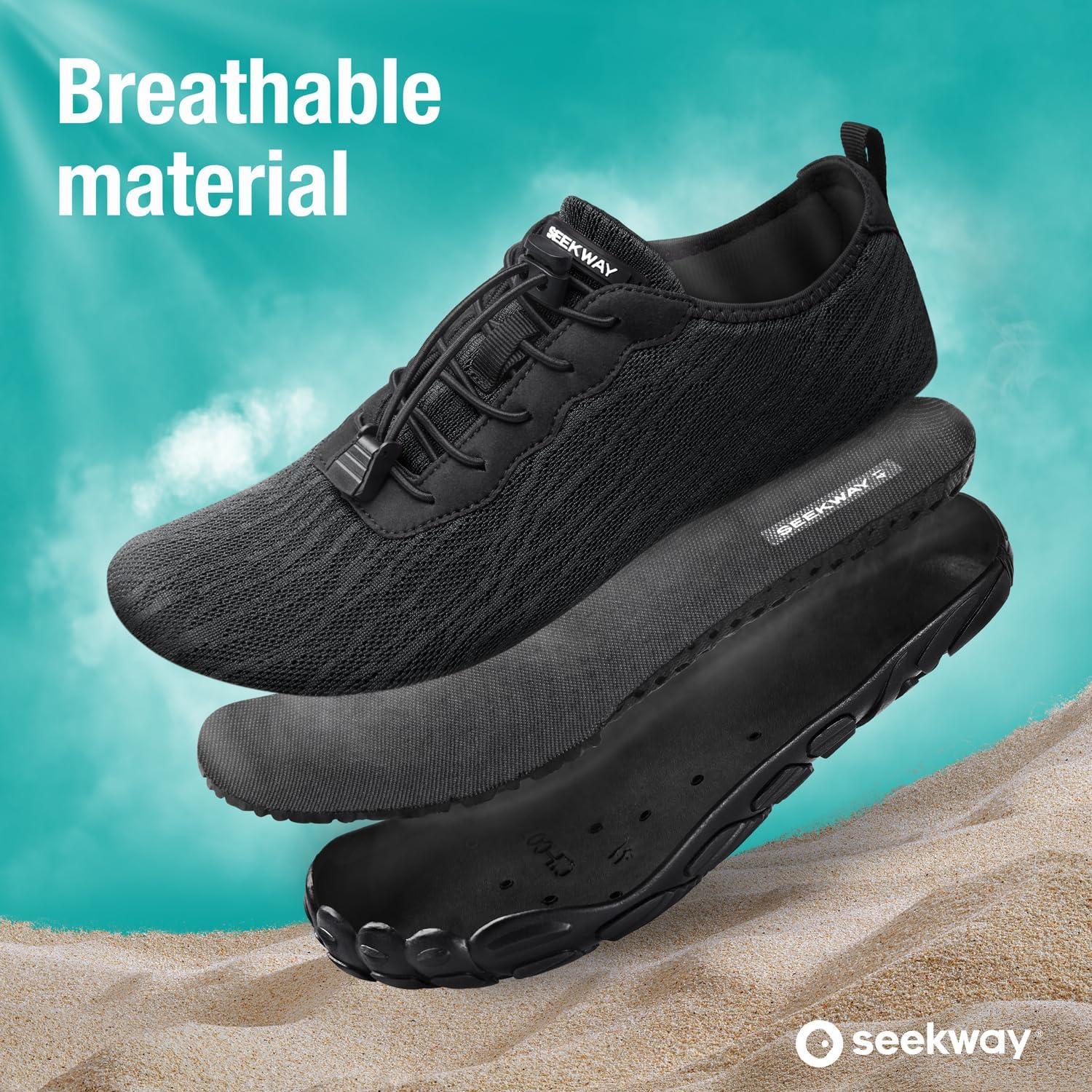 imageSEEKWAY Water Shoes Men Women Adult QuickDry Aqua Sock Barefoot for Beach Swim River Pool Lake Hiking Kayaking Surfing2dab001 Black