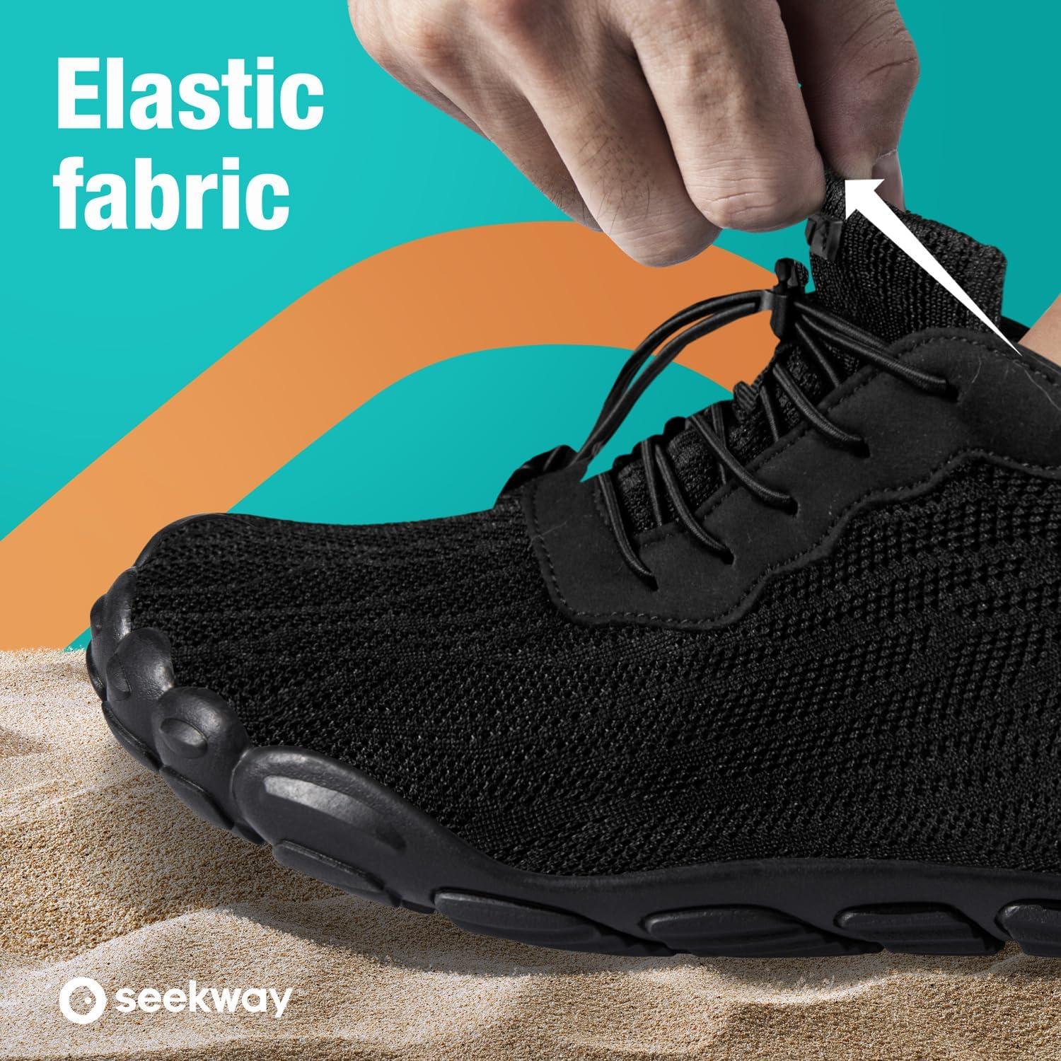 imageSEEKWAY Water Shoes Men Women Adult QuickDry Aqua Sock Barefoot for Beach Swim River Pool Lake Hiking Kayaking Surfing2dab001 Black