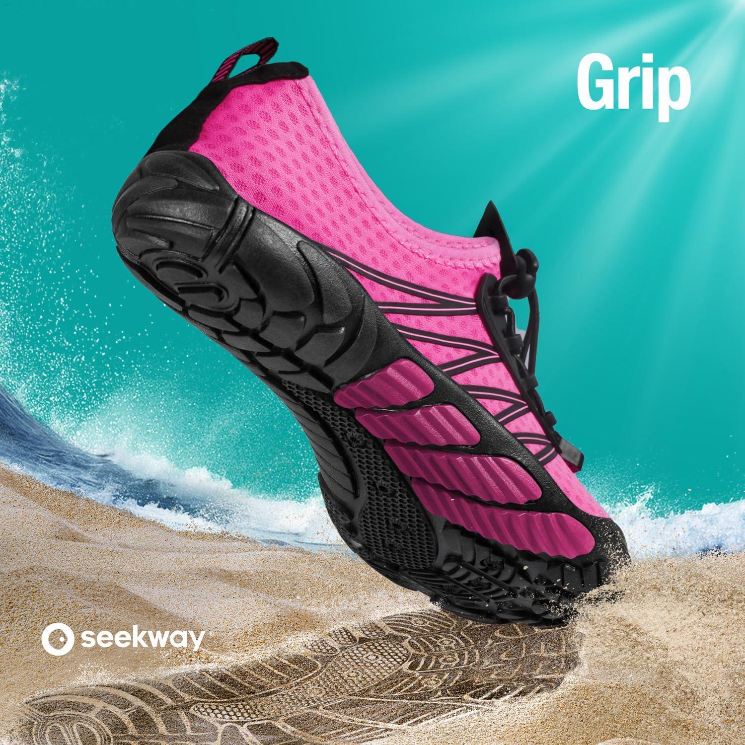 imageSEEKWAY Water Shoes Men Women Adult QuickDry Aqua Sock Barefoot for Beach Swim River Pool Lake Hiking Kayaking Surfing3f410 Rose Red