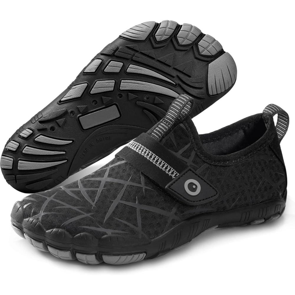 imageSEEKWAY Barefoot Water Shoes for Kids Wide Toe Box and QuickDry Sand Shoes Toddler for Hiking Swim Beach Pool Kayak Sport Accessories Camping Essentials MustHaves for Boys Girls Sizes3bblack