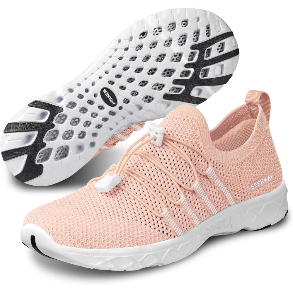 imageSEEKWAY Mens Womens Water Shoes Quick Dry Aqua Shoes Barefoot for Beach Surf Hiking Pool Water Sports1nchampagne