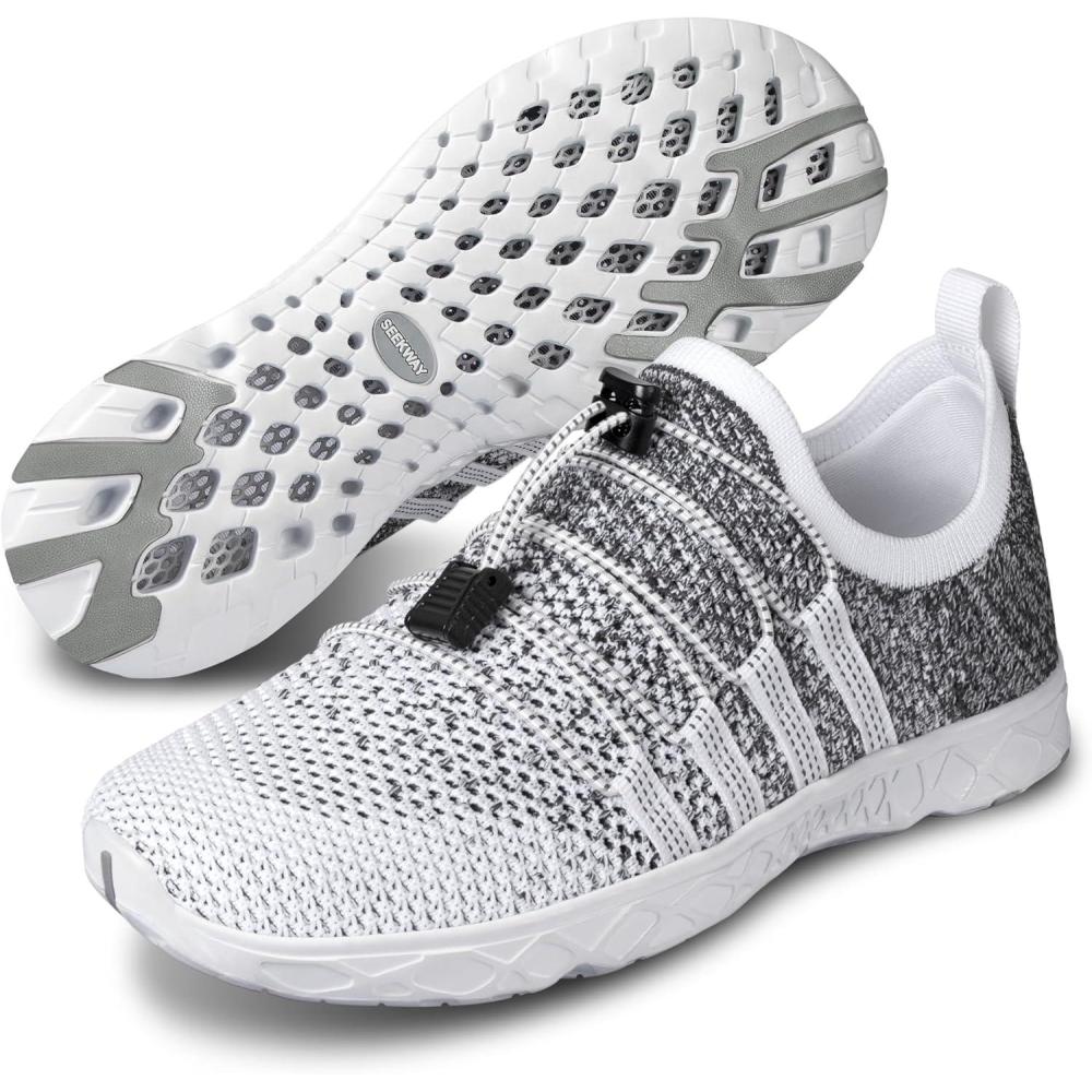 imageSEEKWAY Mens Womens Water Shoes Quick Dry Aqua Shoes Barefoot for Beach Surf Hiking Pool Water Sports1plight Grey