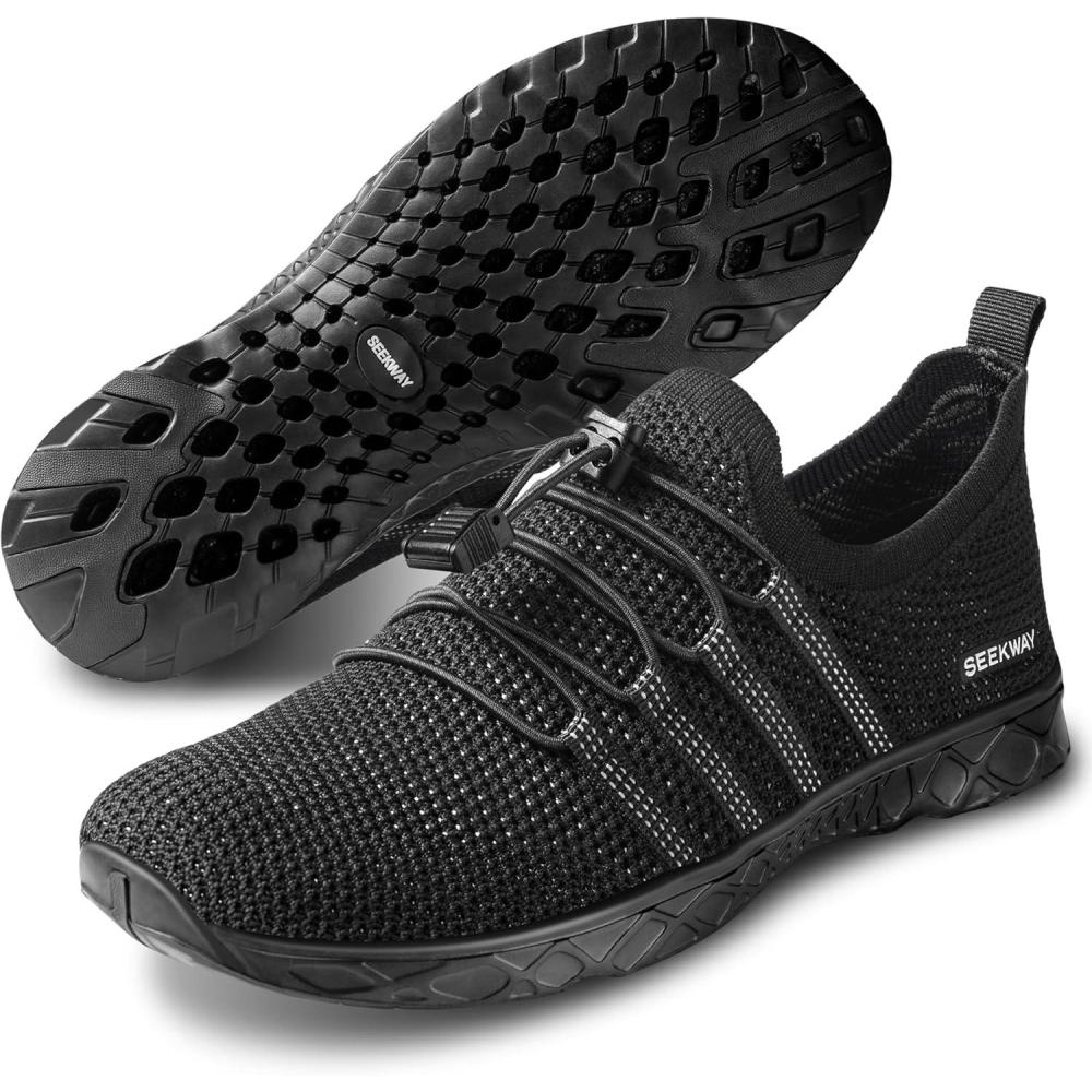 imageSEEKWAY Mens Womens Water Shoes Quick Dry Aqua Shoes Barefoot for Beach Surf Hiking Pool Water Sports2cknit Galaxy