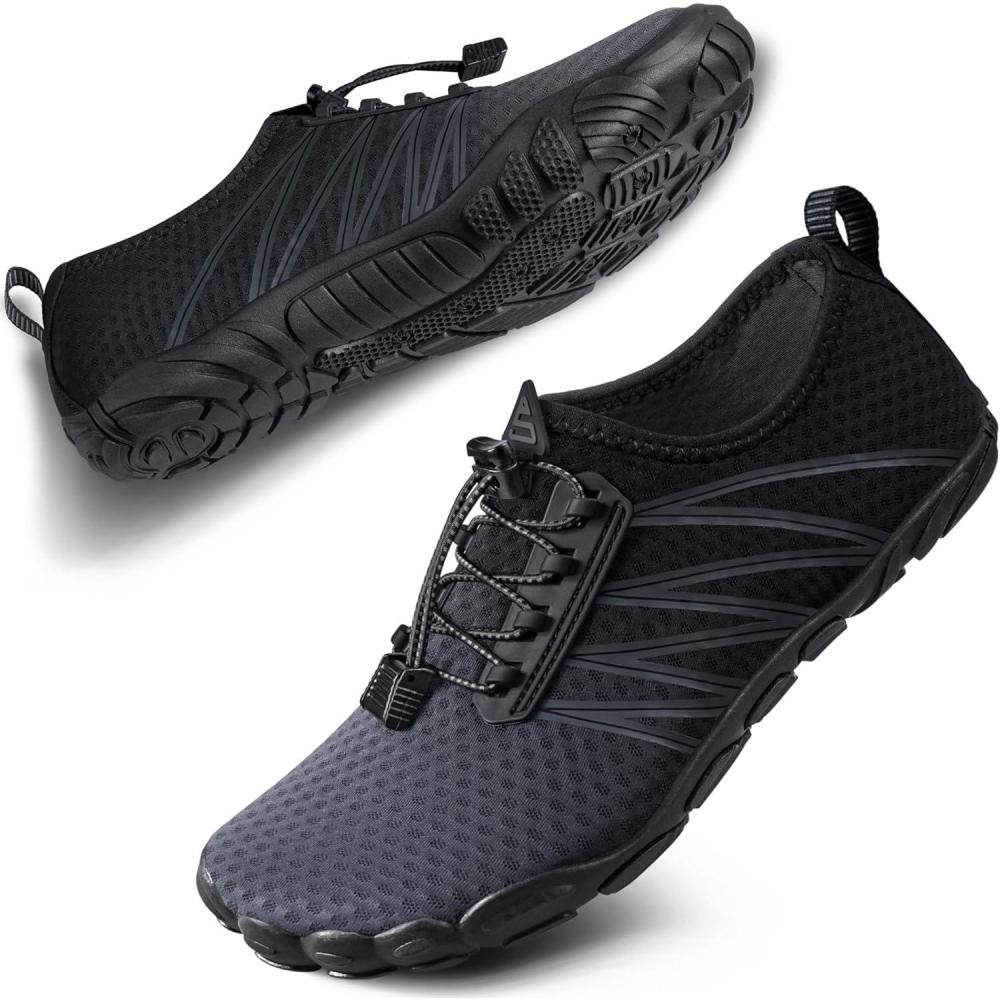imageSEEKWAY Water Shoes Men Women Adult QuickDry Aqua Sock Barefoot for Beach Swim River Pool Lake Hiking Kayaking Surfing1g455 Gradient Dark Grey