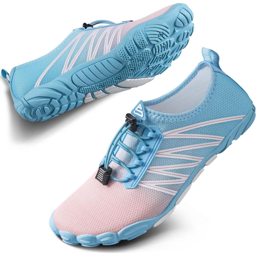 imageSEEKWAY Water Shoes Men Women Adult QuickDry Aqua Sock Barefoot for Beach Swim River Pool Lake Hiking Kayaking Surfing1h417 Gradient Blue Pink