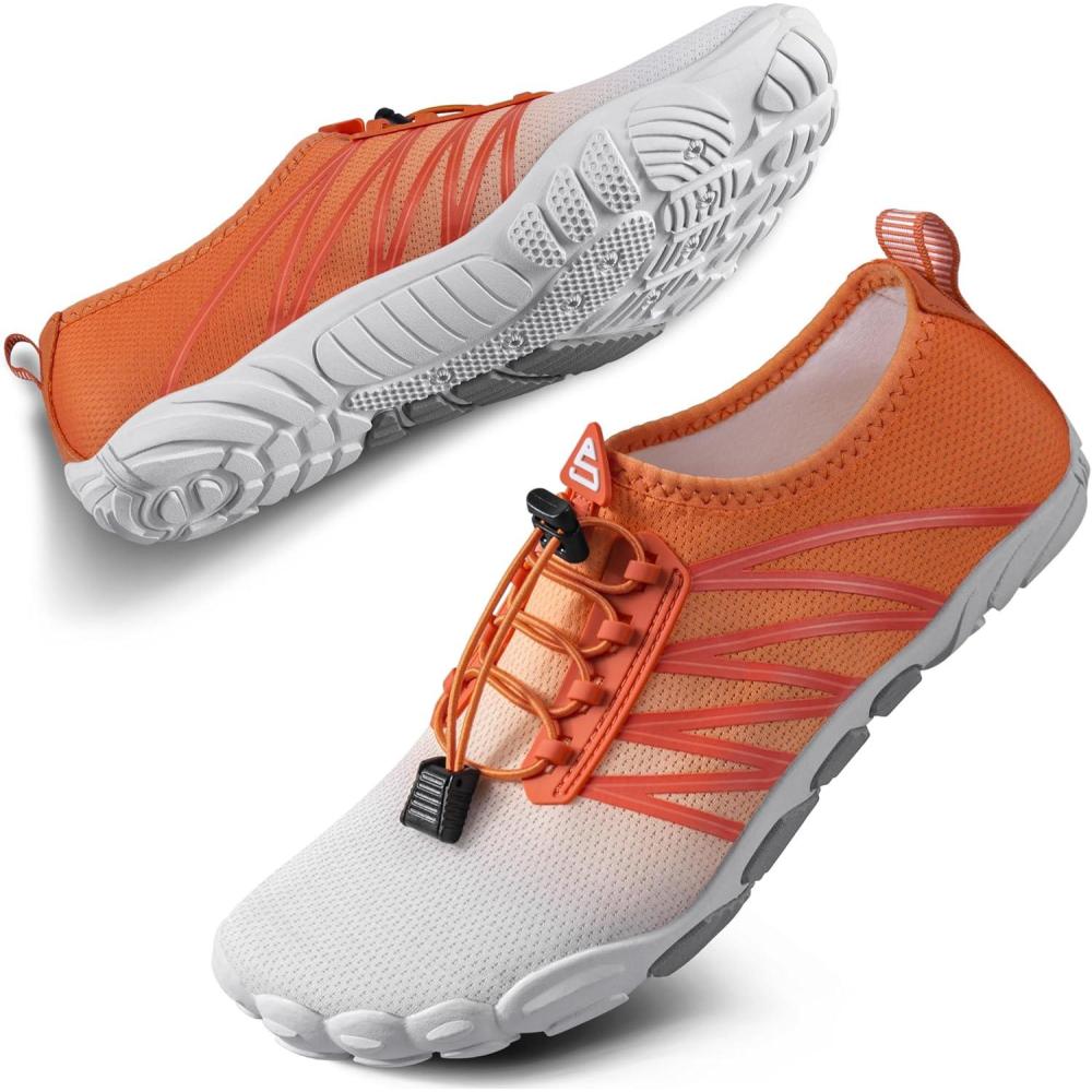 imageSEEKWAY Water Shoes Men Women Adult QuickDry Aqua Sock Barefoot for Beach Swim River Pool Lake Hiking Kayaking Surfing1i418 Gradient Orange White
