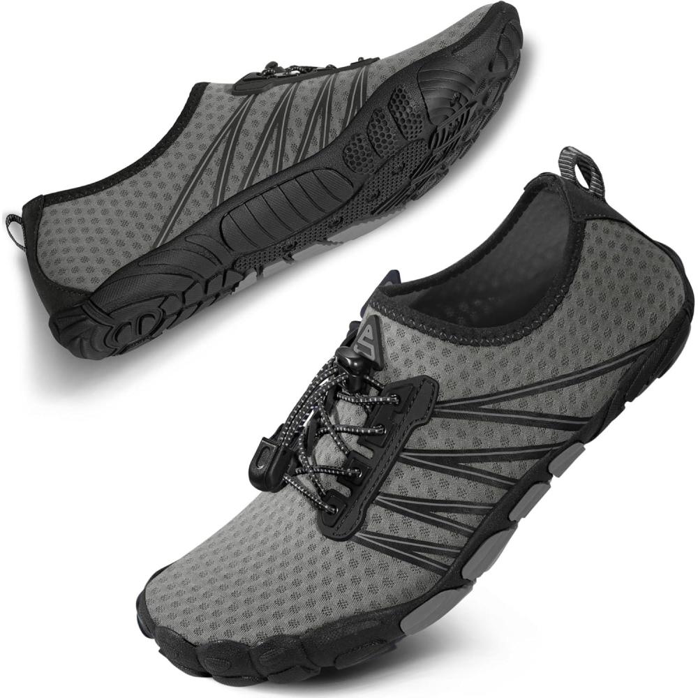 imageSEEKWAY Water Shoes Men Women Adult QuickDry Aqua Sock Barefoot for Beach Swim River Pool Lake Hiking Kayaking Surfing1n426 Grey