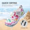 SEEKWAY Barefoot Water Shoes for Kids – Wide Toe Box and Quick-Dry Sand Shoes Toddler for Hiking Swim Beach Pool Kayak Sport Accessories, Camping Essentials Non-Slip for Boys Girls Sizes(3c-113 White Dinosaur)