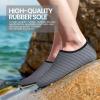 SEEKWAY Water Shoes Women Men Adult Quick-Dry Aqua Socks Barefoot Non Slip for Beach Swim River Pool Lake surf Black SK002(U)(1b-stripe Grey-2)