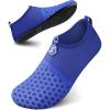 SEEKWAY Water Shoes Quick-Dry Aqua Socks Barefoot Slip-on for Beach Pool Swim River Yoga Lake Surf Women Men Black SK001(1c-splice Blue)