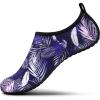 SEEKWAY Water Shoes Women Men Adult Quick-Dry Aqua Socks Barefoot Non Slip for Beach Swim River Pool Lake surf Black SK002(U)(2m-1431 Leaf&feather)