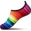 SEEKWAY Water Shoes Women Men Adult Quick-Dry Aqua Socks Barefoot Non Slip for Beach Swim River Pool Lake surf Black SK002(U)(2r-1164 Rainbow Striped)