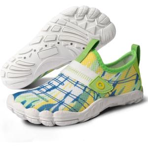 SEEKWAY Barefoot Water Shoes for Kids – Wide Toe Box and Quick-Dry Sand Shoes Toddler for Hiking Swim Beach Pool Kayak Sport Accessories, Camping Essentials Must-Haves for Boys Girls Sizes(2c-white Green)