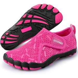 SEEKWAY Barefoot Water Shoes for Kids – Wide Toe Box and Quick-Dry Sand Shoes Toddler for Hiking Swim Beach Pool Kayak Sport Accessories, Camping Essentials Non-Slip for Boys Girls Sizes(1c-103 Rose)