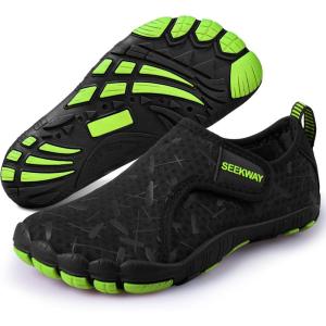 SEEKWAY Barefoot Water Shoes for Kids – Wide Toe Box and Quick-Dry Sand Shoes Toddler for Hiking Swim Beach Pool Kayak Sport Accessories, Camping Essentials Non-Slip for Boys Girls Sizes(1b-102 Black)