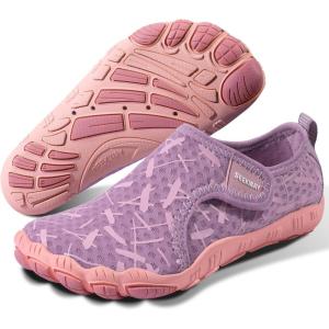 SEEKWAY Barefoot Water Shoes for Kids – Wide Toe Box and Quick-Dry Sand Shoes Toddler for Hiking Swim Beach Pool Kayak Sport Accessories, Camping Essentials Non-Slip for Boys Girls Sizes(4b-202 Pink Purple)