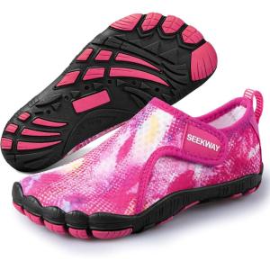 SEEKWAY Barefoot Water Shoes for Kids – Wide Toe Box and Quick-Dry Sand Shoes Toddler for Hiking Swim Beach Pool Kayak Sport Accessories, Camping Essentials Non-Slip for Boys Girls Sizes(2b-106 Rose)