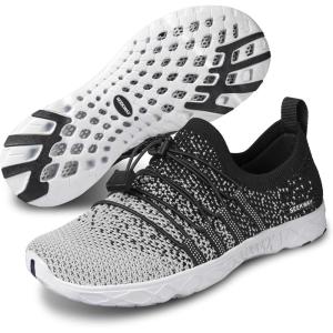 SEEKWAY Mens Womens Water Shoes Quick Dry Aqua Shoes Barefoot for Beach Surf Hiking Pool Water Sports(1d-grey Black)