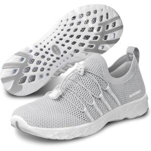 SEEKWAY Mens Womens Water Shoes Quick Dry Aqua Shoes Barefoot for Beach Surf Hiking Pool Water Sports(1f-light Gray)