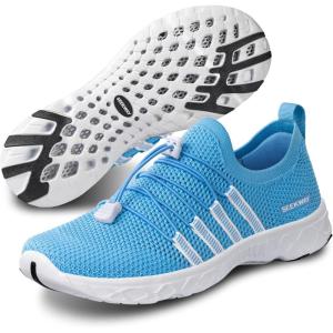 SEEKWAY Mens Womens Water Shoes Quick Dry Aqua Shoes Barefoot for Beach Surf Hiking Pool Water Sports(1j-light Blue)
