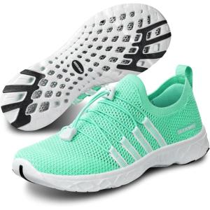 SEEKWAY Mens Womens Water Shoes Quick Dry Aqua Shoes Barefoot for Beach Surf Hiking Pool Water Sports(1k-blue Cyan)