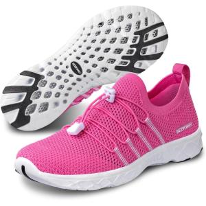 SEEKWAY Mens Womens Water Shoes Quick Dry Aqua Shoes Barefoot for Beach Surf Hiking Pool Water Sports(1m-rosy)