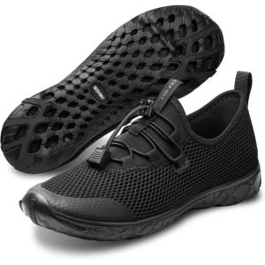 SEEKWAY Mens Womens Water Shoes Quick Dry Aqua Shoes Barefoot for Beach Surf Hiking Pool Water Sports(1u-all Black)
