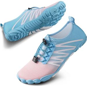 SEEKWAY Water Shoes Men Women Adult Quick-Dry Aqua Sock Barefoot for Beach Swim River Pool Lake Hiking Kayaking Surfing(1h-417 Gradient Blue Pink)