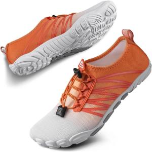SEEKWAY Water Shoes Men Women Adult Quick-Dry Aqua Sock Barefoot for Beach Swim River Pool Lake Hiking Kayaking Surfing(1i-418 Gradient Orange White)