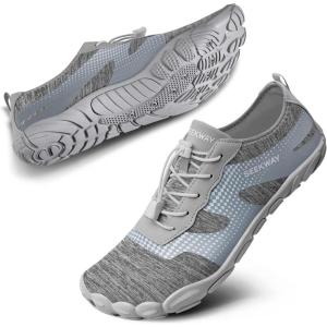 SEEKWAY Water Shoes Men Women Adult Quick-Dry Aqua Sock Barefoot for Beach Swim River Pool Lake Hiking Kayaking Surfing(2c-ab056 Gray White)