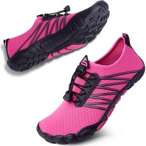 SEEKWAY Water Shoes Men Women Adult Quick-Dry Aqua Sock Barefoot for Beach Swim River Pool Lake Hiking Kayaking Surfing(3f-410 Rose Red)