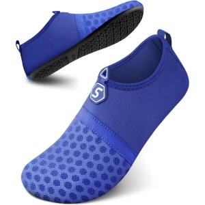 SEEKWAY Water Shoes Quick-Dry Aqua Socks Barefoot Slip-on for Beach Pool Swim River Yoga Lake Surf Women Men Black SK001(1c-splice Blue)