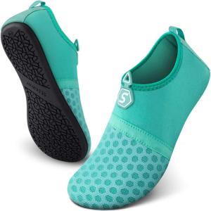 SEEKWAY Water Shoes Quick-Dry Aqua Socks Barefoot Slip-on for Beach Pool Swim River Yoga Lake Surf Women Men Black SK001(1d-splice Green)