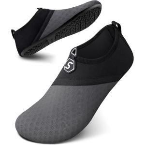 SEEKWAY Water Shoes Quick-Dry Aqua Socks Barefoot Slip-on for Beach Pool Swim River Yoga Lake Surf Women Men Black SK001(1e-splice Black&grey)