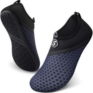 SEEKWAY Water Shoes Quick-Dry Aqua Socks Barefoot Slip-on for Beach Pool Swim River Yoga Lake Surf Women Men Black SK001(1f-splice Black&blue)