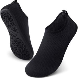 SEEKWAY Water Shoes Quick-Dry Aqua Socks Barefoot Slip-on for Beach Pool Swim River Yoga Lake Surf Women Men Black SK001(2a-wave Black)