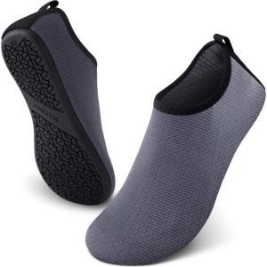 SEEKWAY Water Shoes Quick-Dry Aqua Socks Barefoot Slip-on for Beach Pool Swim River Yoga Lake Surf Women Men Black SK001(2b-wave Grey)