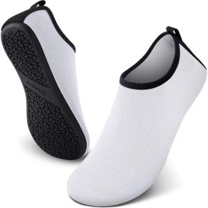 SEEKWAY Water Shoes Quick-Dry Aqua Socks Barefoot Slip-on for Beach Pool Swim River Yoga Lake Surf Women Men Black SK001(2c-wave White)