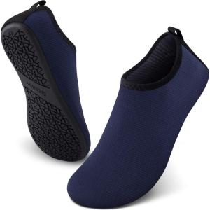 SEEKWAY Water Shoes Quick-Dry Aqua Socks Barefoot Slip-on for Beach Pool Swim River Yoga Lake Surf Women Men Black SK001(2d-wave Blue)