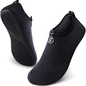 SEEKWAY Water Shoes Quick-Dry Aqua Socks Barefoot Slip-on for Beach Pool Swim River Yoga Lake Surf Women Men Black SK001(3a-741 Black)